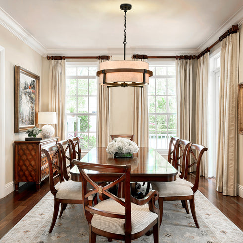 Rustic Drum Chandelier 4-Light Dining Room Chandelier